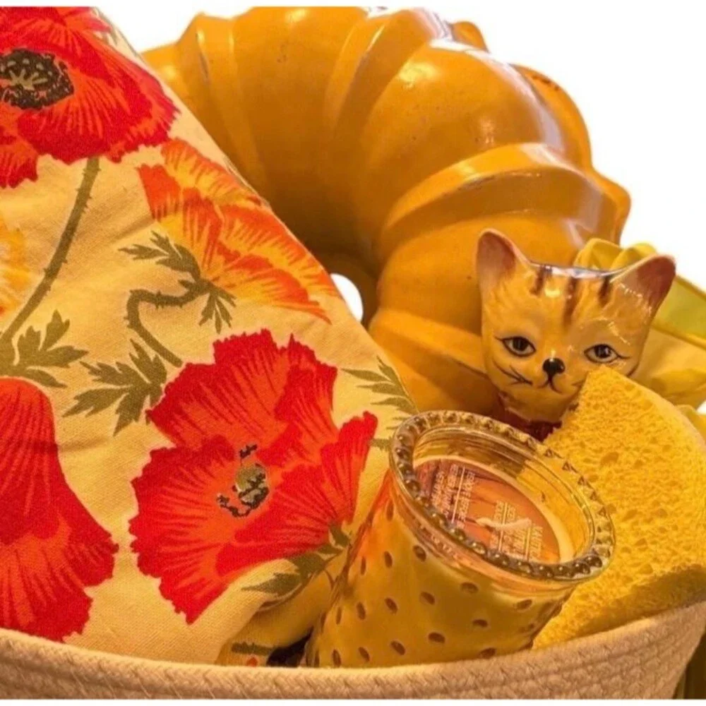 The Golden Kitchen Basket – Curated Vintage Cottagecore Housewarming Gift